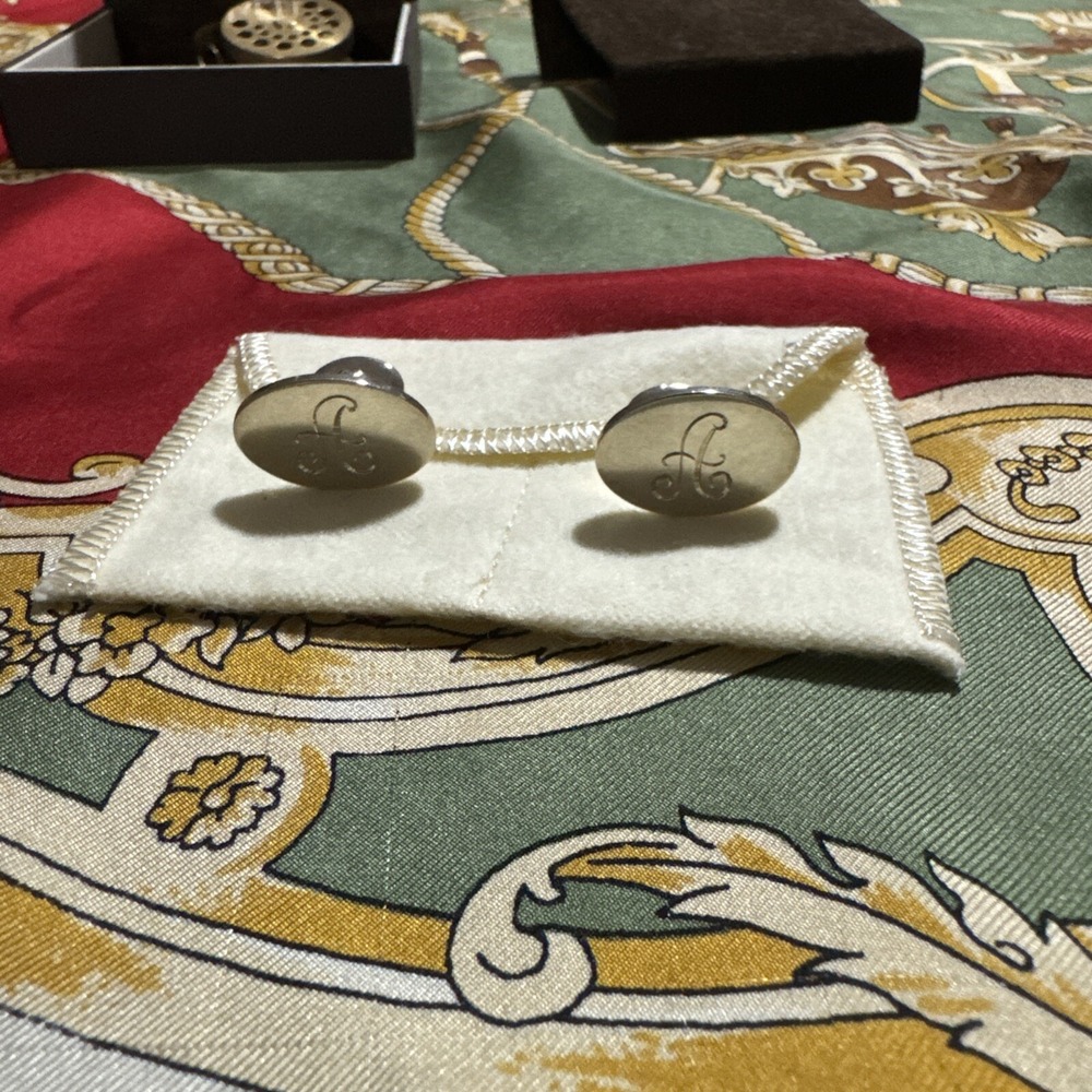 James Avery 925 Sterling Silver Retired Cufflinks A Initial Engraved EUC